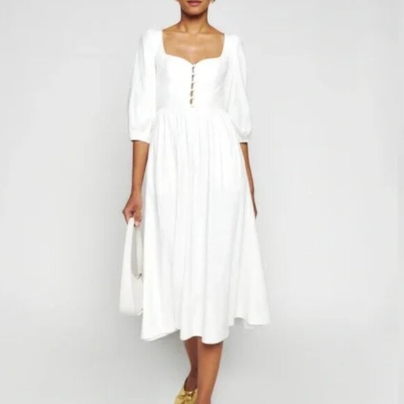 Reformation Madden Dress in White | Size 6 - Picture 1 of 4